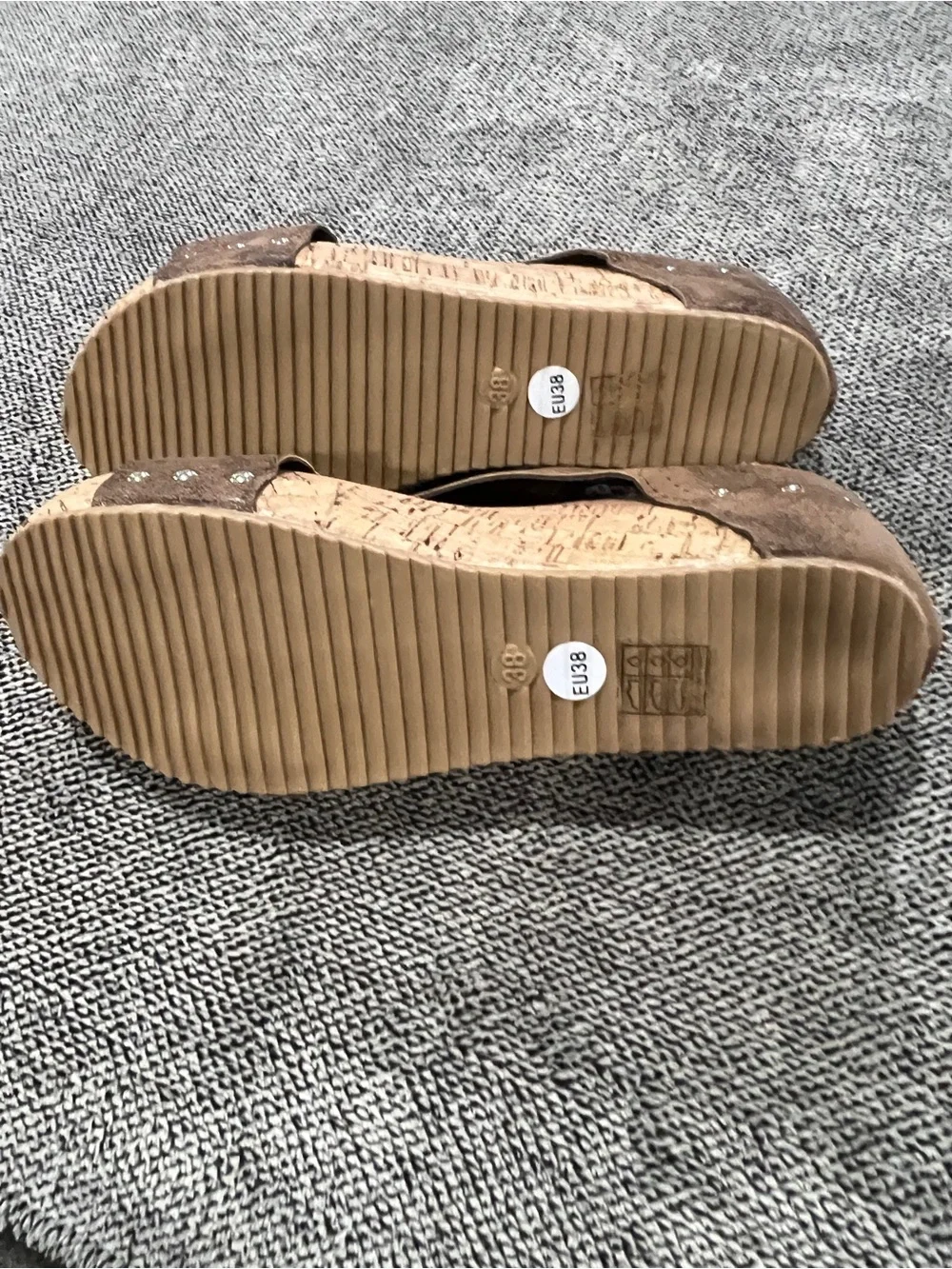 Brown Open-Toe Wedge Sandals - Women's Comfortable Slip-On - EU38